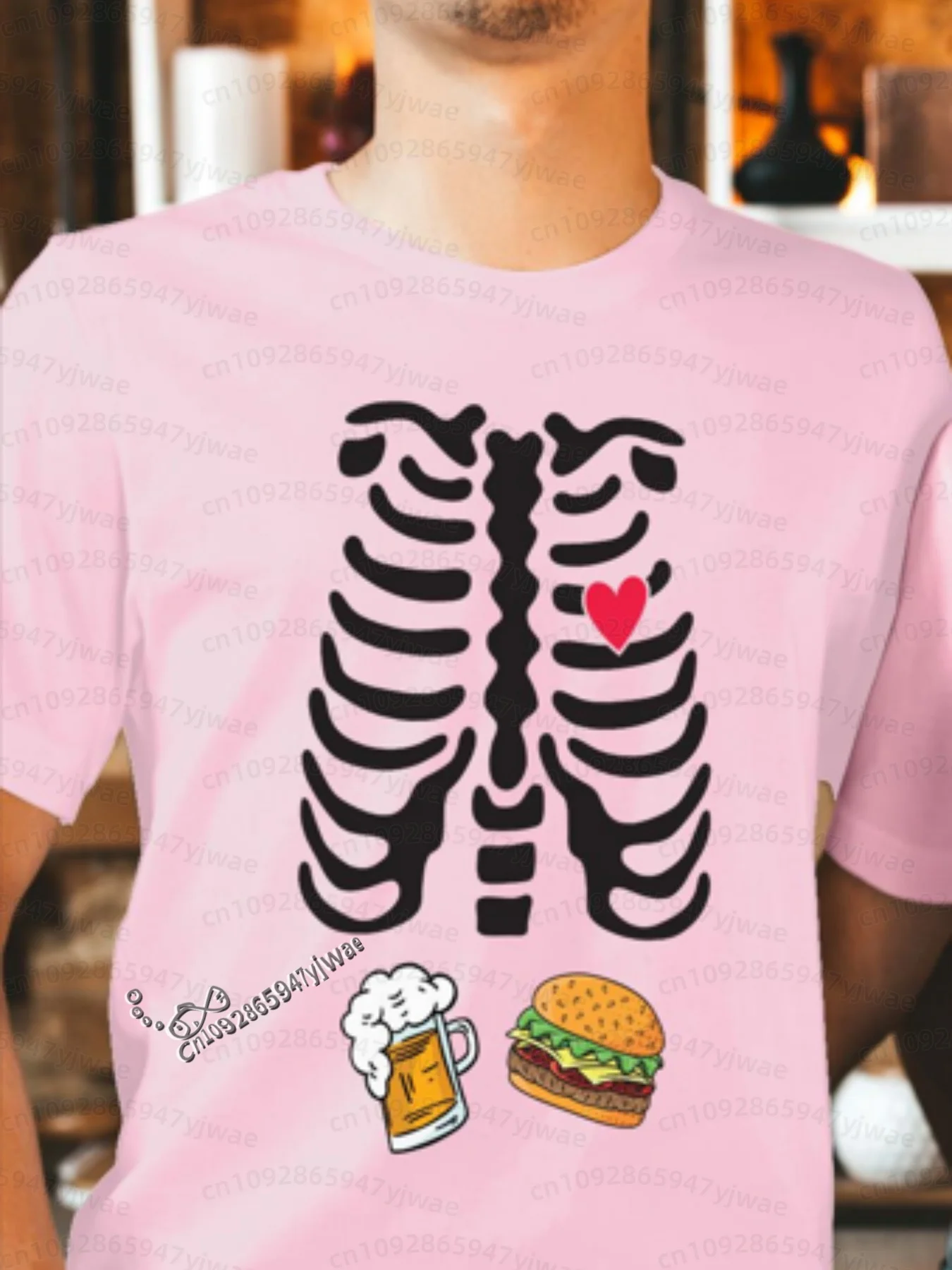 2026 Herren Halloween Skelett Schwangerschafts-Baby Halloween T-Shirt Totenkopf-Knochen-Druck Kurzarm Damen Herren Halloween Paar T-Shirt – Detail 20