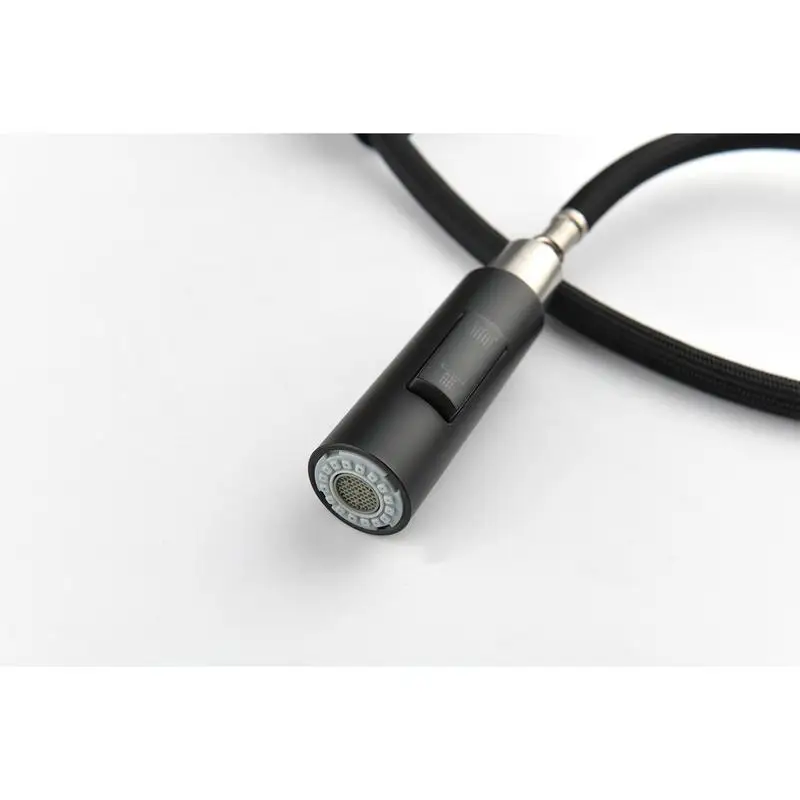 صنبور مطبخ قابل للسحب للأسفل مع رذاذ، تدفق مياه قابل للتعديل، تصميم حديث، سهل التركيب، لمسة نهائية من الفولاذ المقاوم للصدأ، مقبض واحد، #4