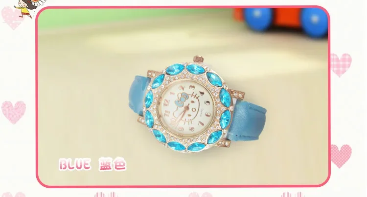 Orologio da polso Sanrio caldo Hello Kitty Watch con cintura di diamanti per orologio da polso al quarzo da donna orologio da cartone animato per studenti per bambini