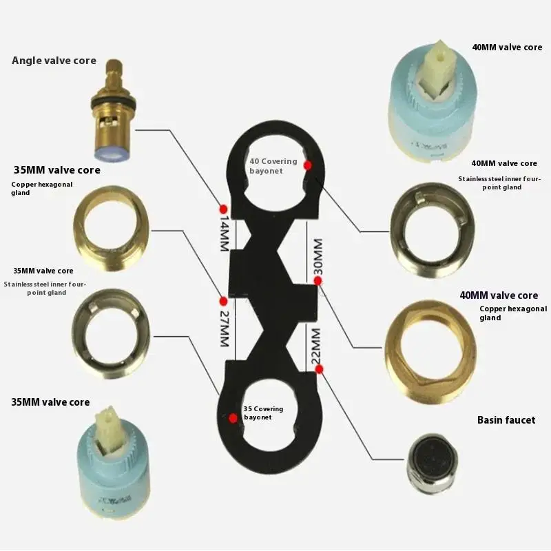 مفتاح تركيب صنبور الدش، أداة صامولة خرطوم الحمام لإصلاح الصمام، مجموعة أدوات السباكة المنزلية اليدوية