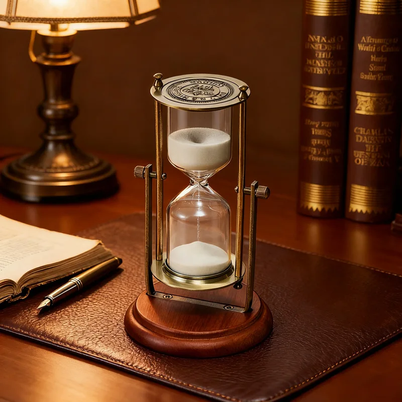 

Home & Garden Decor Rotating crown hourglass timer ornaments high-end creative glass quicksand time metal hourglass small gift