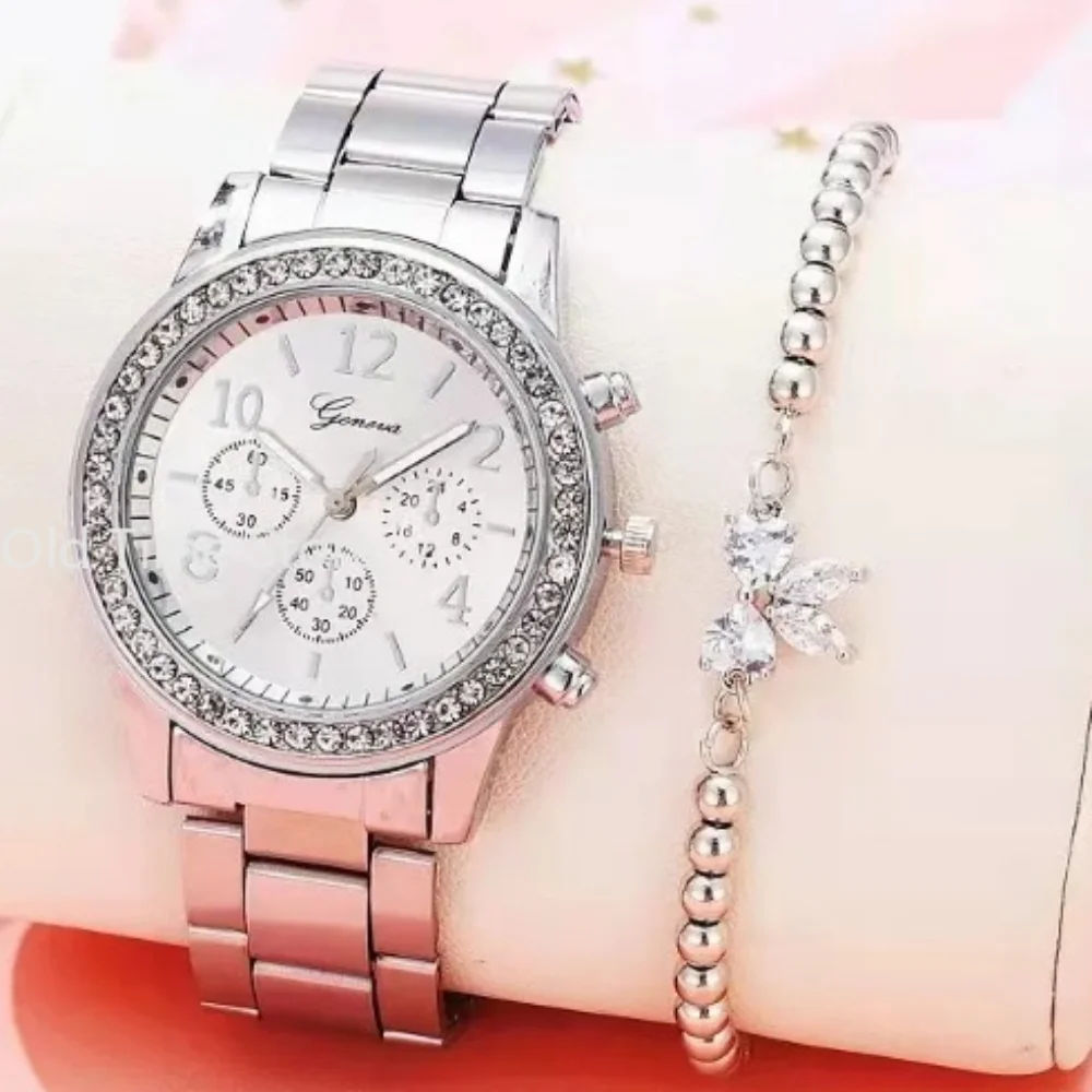 นาฬิกาผู้หญิง Geneva คลาสสิก rhinestone นาฬิกาสตรีสุภาพสตรีนาฬิกาทองแฟชั่น