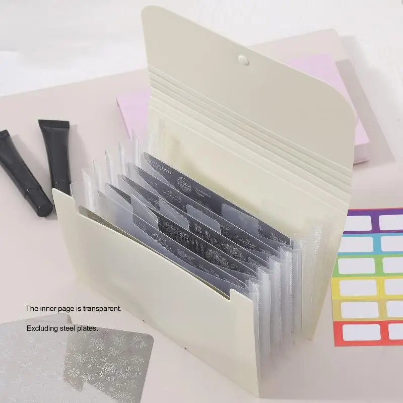 A6 Orgeltas Rechthoekige Nail Art Stempelplaathouder 7Slot Lege Sjabloon Organizer Boekje Nagelplaat Case Manicure