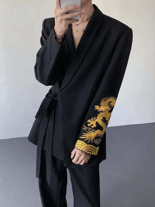 Men's 2025 Spring Autumn Tailored Coats New Chinese Style Suit Jackets Men's High-end Trend Embroidered Long Sleeve Chic Blazers