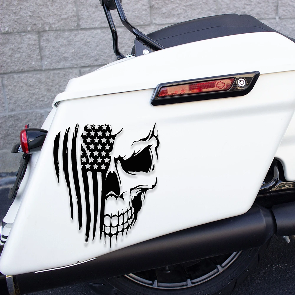 

American Flag And Skull Car Vinyl Decals Motorcycles Vehicles Vans Decor Stickers Accessories Tunning Decoration