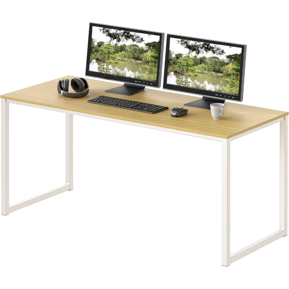 Thuiskantoor 48 Inch Computerbureau, Wit/Eiken