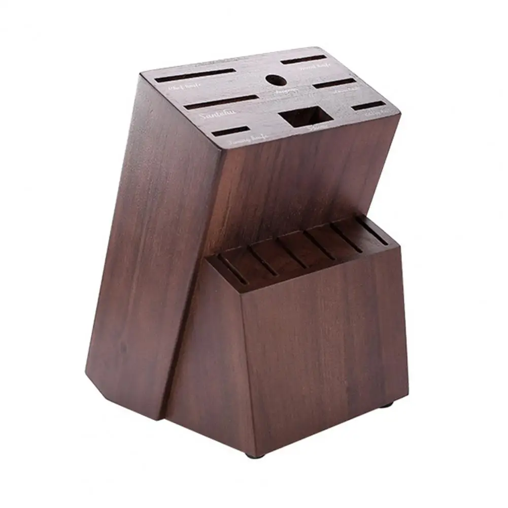 Solid Wood Cutters Holder Wooden Cutter Holder with 14 Slots Anti-slip Pads Kitchen Organizer Durable Butcher for Countertop