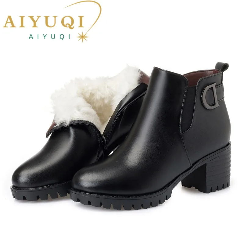 AIYUQI 2025 Women Boots Platform Heels Genuine Leather Big Size 41 42 43 Women Snow Shoes Trend Women Shoes Winte Martn Boots