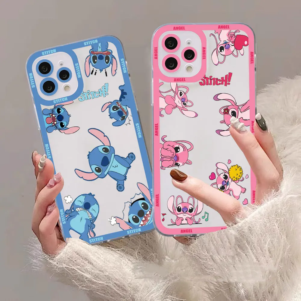 Cartoon Lilo Stitch Angel Anime Clear Phone Case For Redmi K40 13C 12C 12 10 10C 10X 10A 9 9A 9C 9T 8 7 A2 A1 Pro Plus 5G Cover