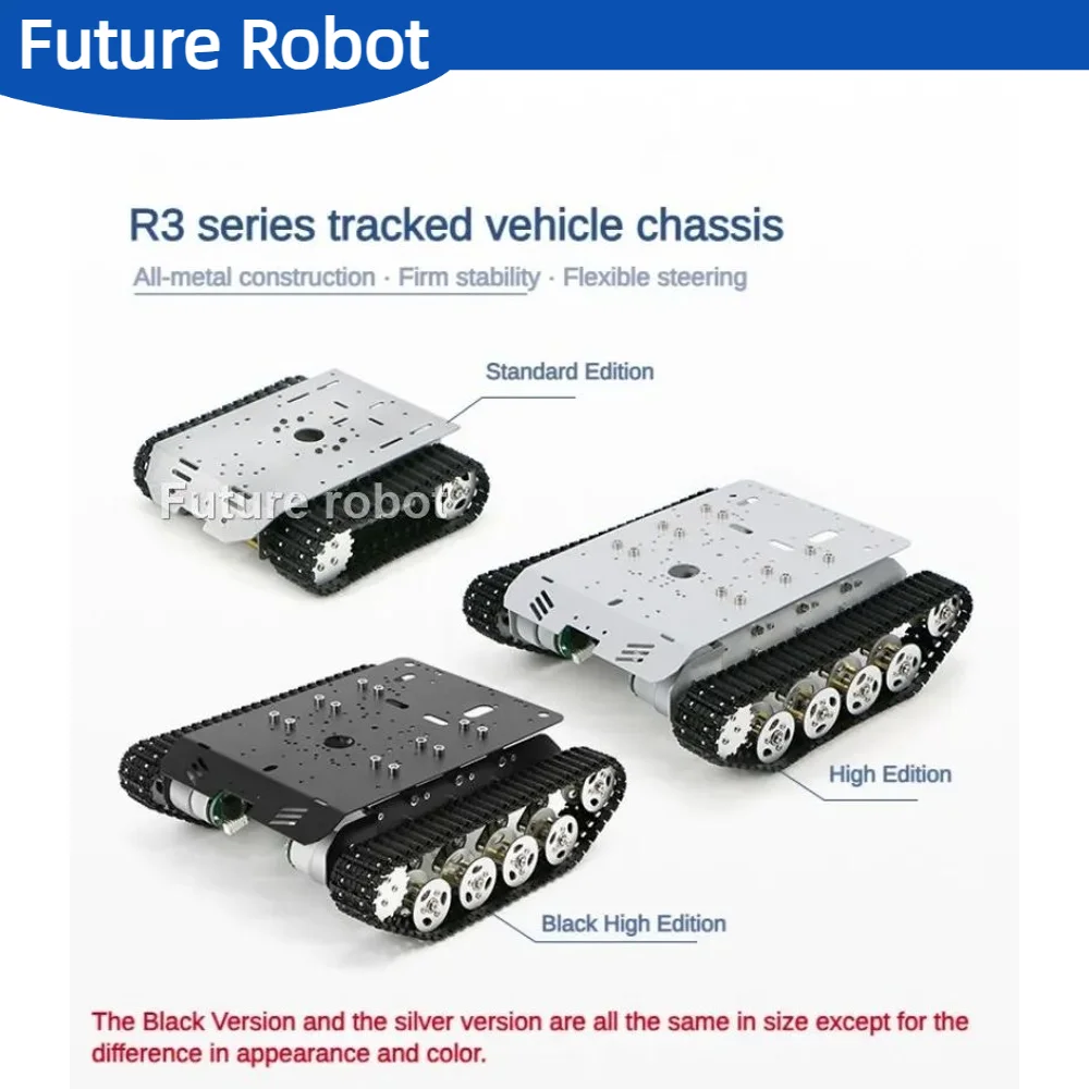 Sasis Mobil Robot Tangki RC Terlacak Penyerap Guncangan Beban Besar 8KG untuk Kit DIY Robot Dapat Diprogram Arduino dengan Motor Encoder Logam 12V