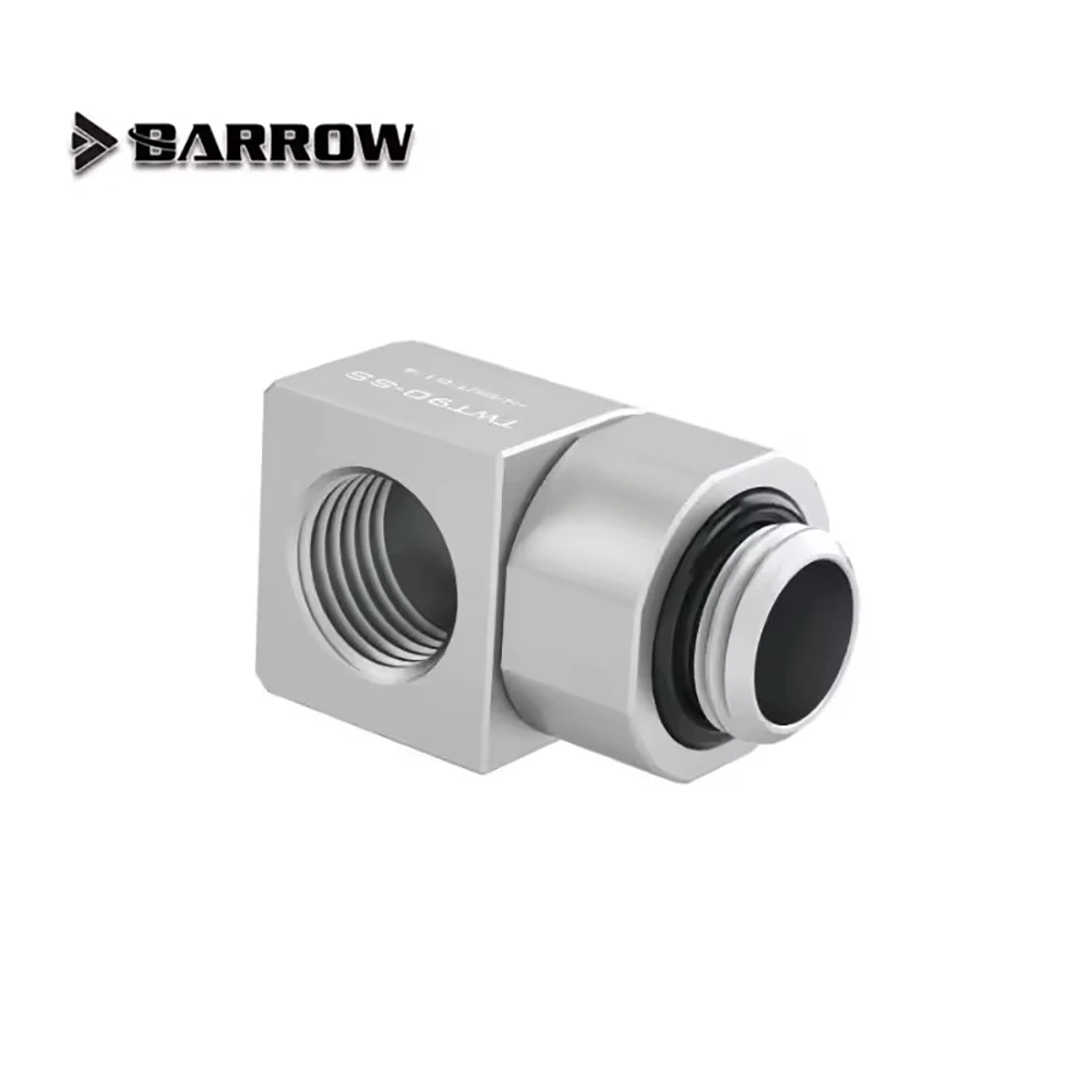 Barrow 2Pcs Water Cooling 90° Rotating Elbow Fitting, G1/4'' Thread Connector 304 Stainless Steel Accessories