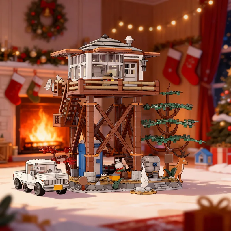 

1414 деталей MOC: Модель пожарной вышки-смотровой башни, конструктор, креативная идея для самостоятельной сборки, рождественский подарок, развивающая игрушка, строительные блоки