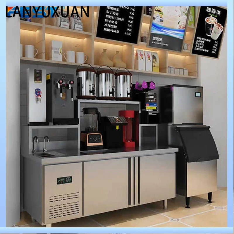 

Commercial Stainless Steel Boba Tea bar Counter Milk Tea Shop Counter Design Equipment bar Bubble Tea Counter Stainless Steel