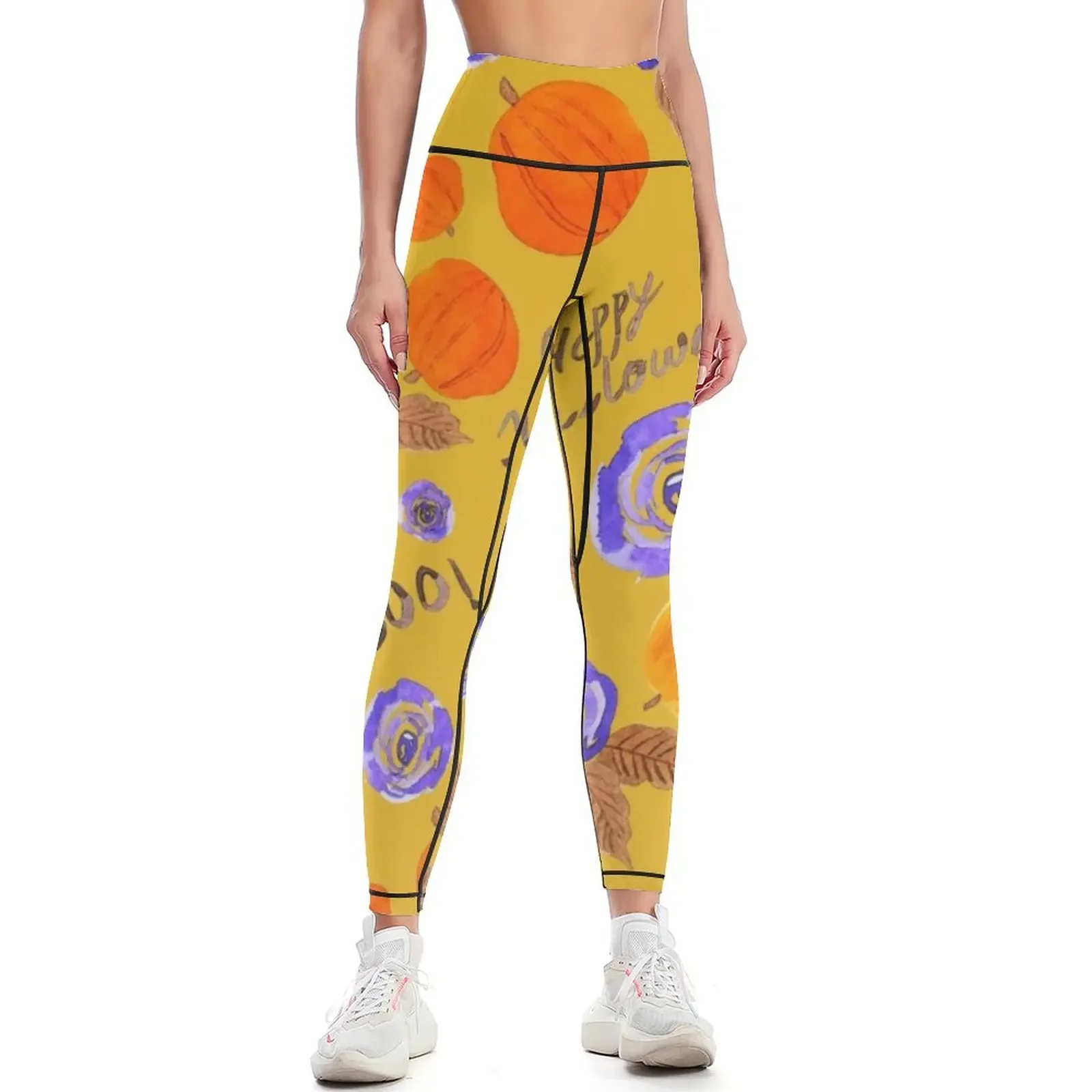

Pumpkin and Roses-halloween design Leggings sports woman gym Women's pants Sweatpants Tight fitting woman Womens Leggings