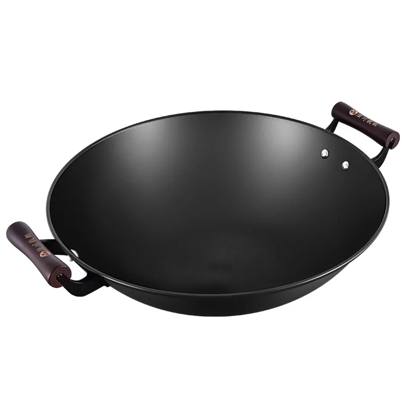 Two Ear Stir Fry Pot for Household Non Stick Round Bottom Gas Stove Cast Iron Stir Fry Pot Without Coating