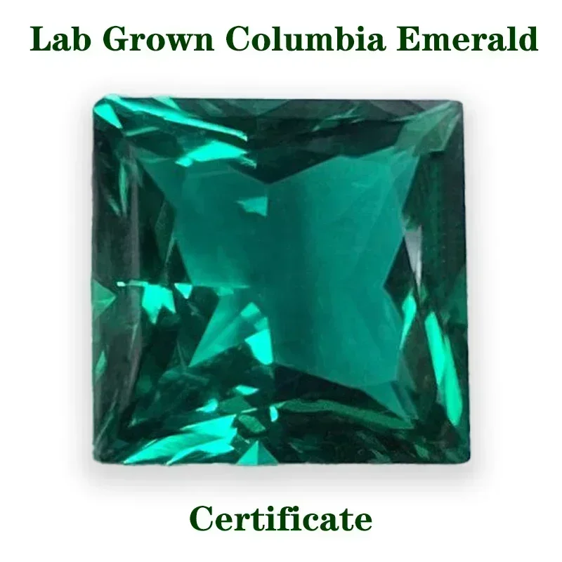 

Lab Grown Colombia Emerald Princess Cut Green Color EmeraldsVVS1 Selectable AGL Certificate Charms DIY for Jewel Making Material