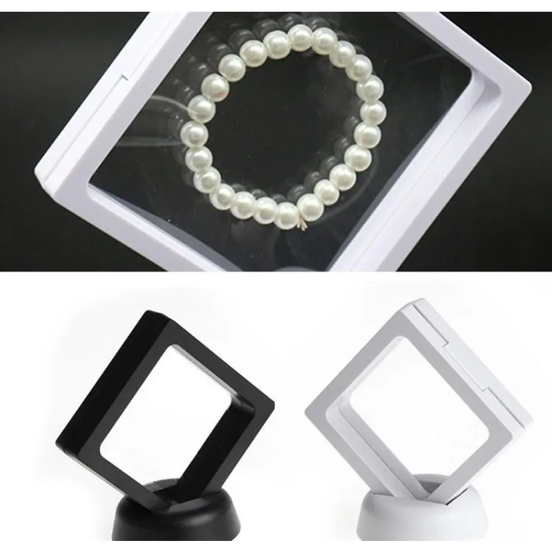 

100pcs PET Membrane Jewelry Ring Pendant Display Stand Holder Packaging Box Protect Jewelry Floating Presentation Case