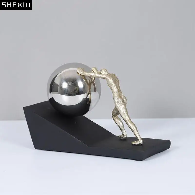 

Athlete Pushing The Ball Minimalist Character Resins Sculpture Abstract Figure Artwork Desk Decoration Portrait Statue Ornaments