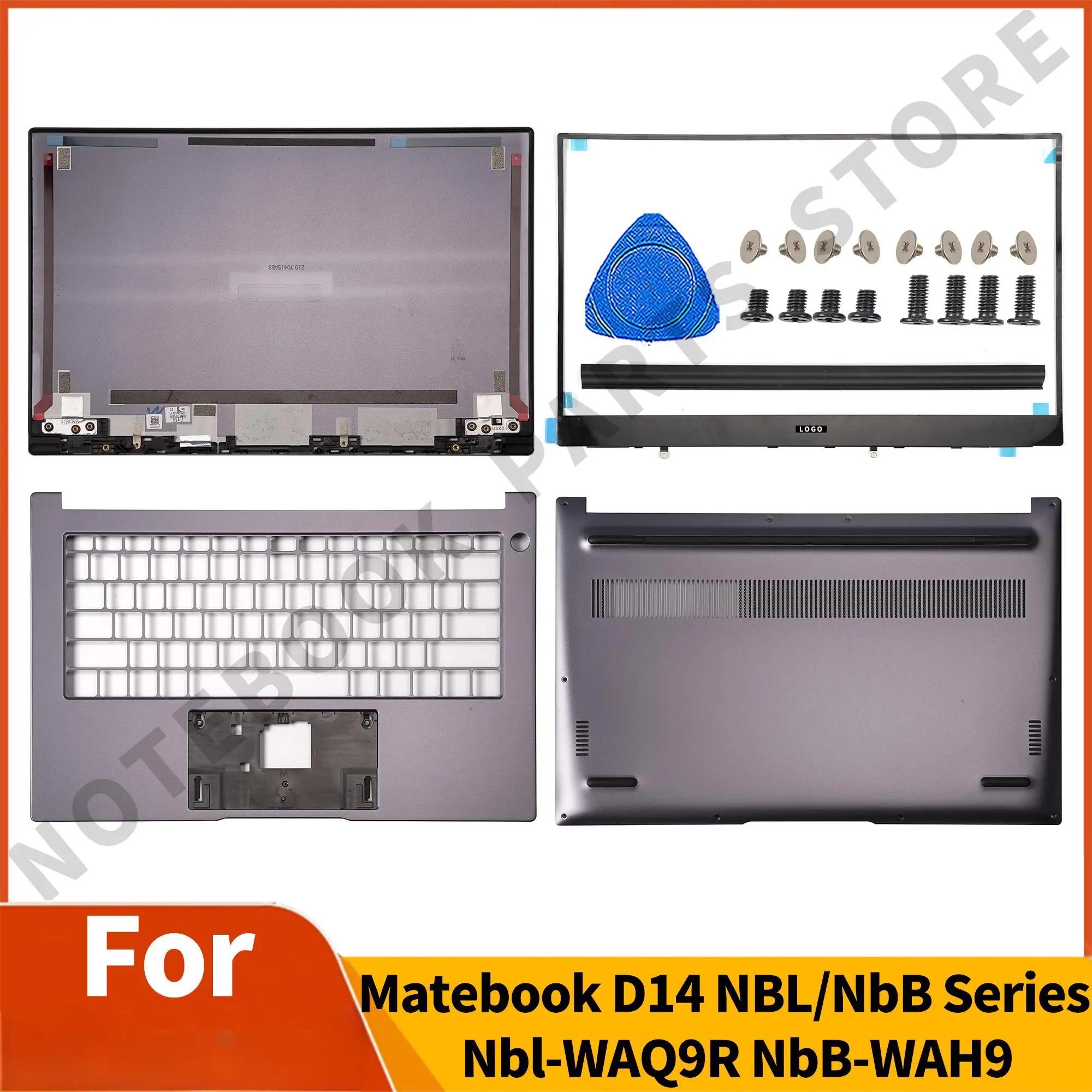 

New LCD Back Cover For Matebook D 14 D14 NBL/NbB Series Nbl-WAQ9R NbB-WAH9 Palmrest/Bottom Case Hingecover Replace Gray