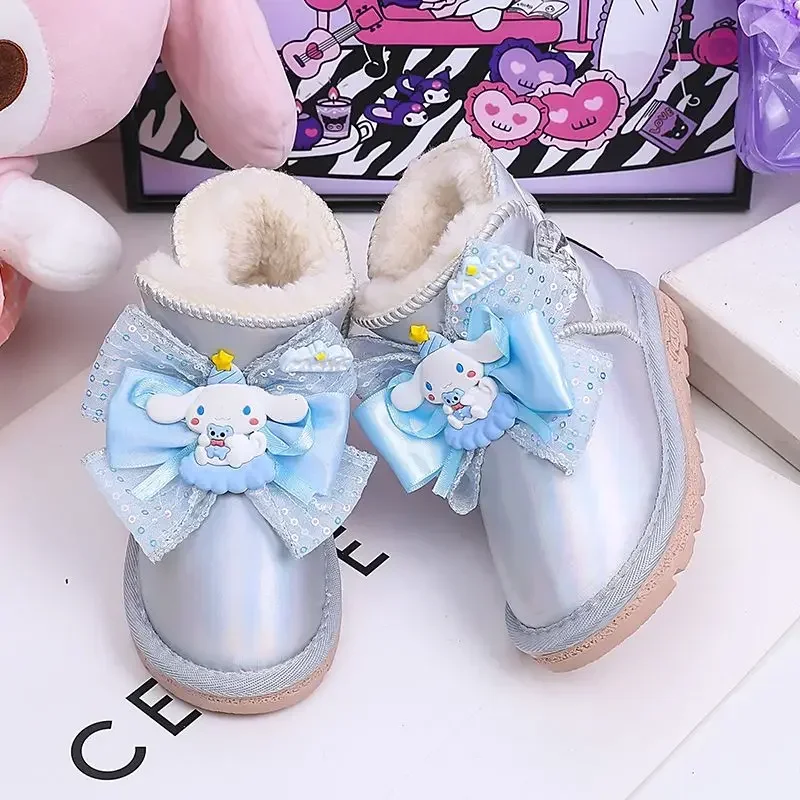 

Cinnamoroll Anime Kawaii Fashion Snow Boots Cute Cartoon Children Ins Princess Boots Warm Shoes Soft Lovely Gifts for Girls