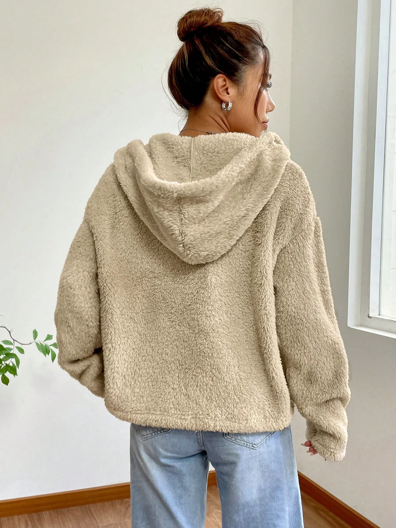 Abrigo de piel de manga larga con capucha para mujer, ropa de abrigo cálida y elegante para otoño e invierno