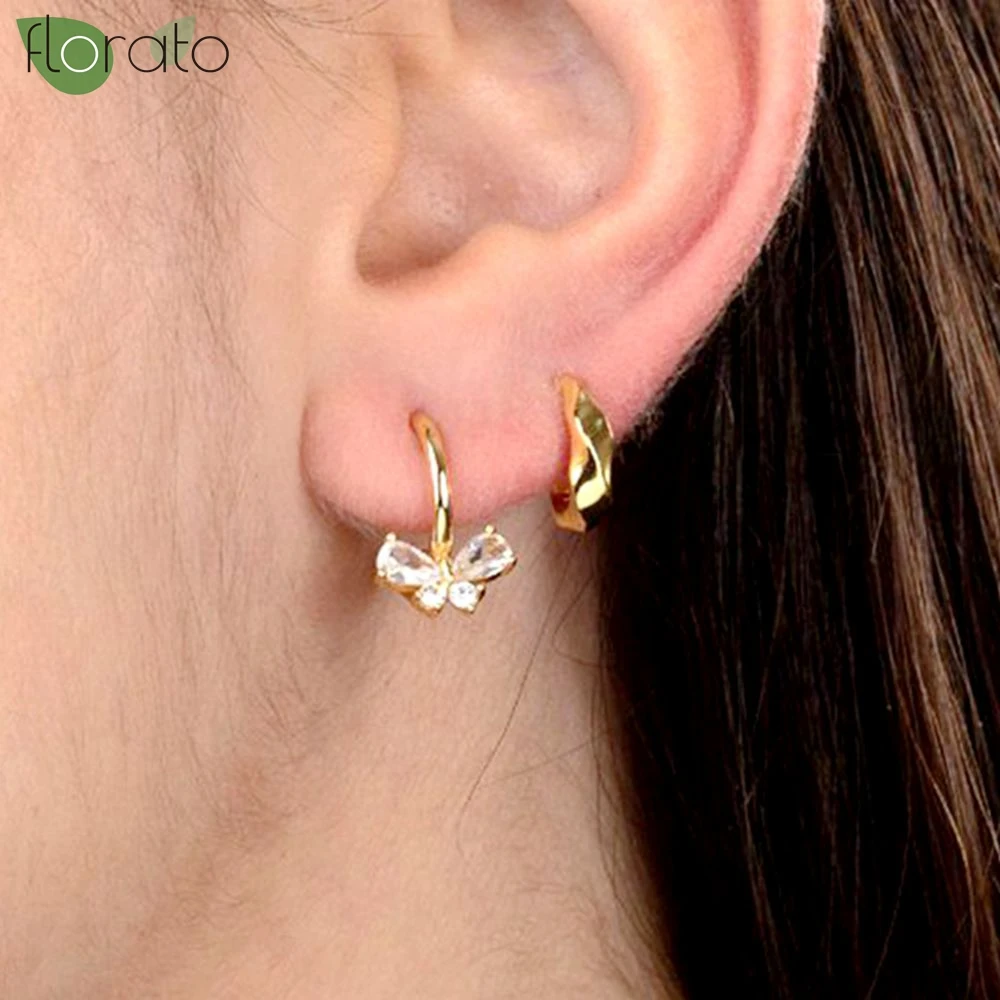 

925 Sterling Silver Needle Sweet Bow Zircon Pendant Earrings 2025 New Gold Hoop Earrings for Women Fashion Wedding Jewelry Gift