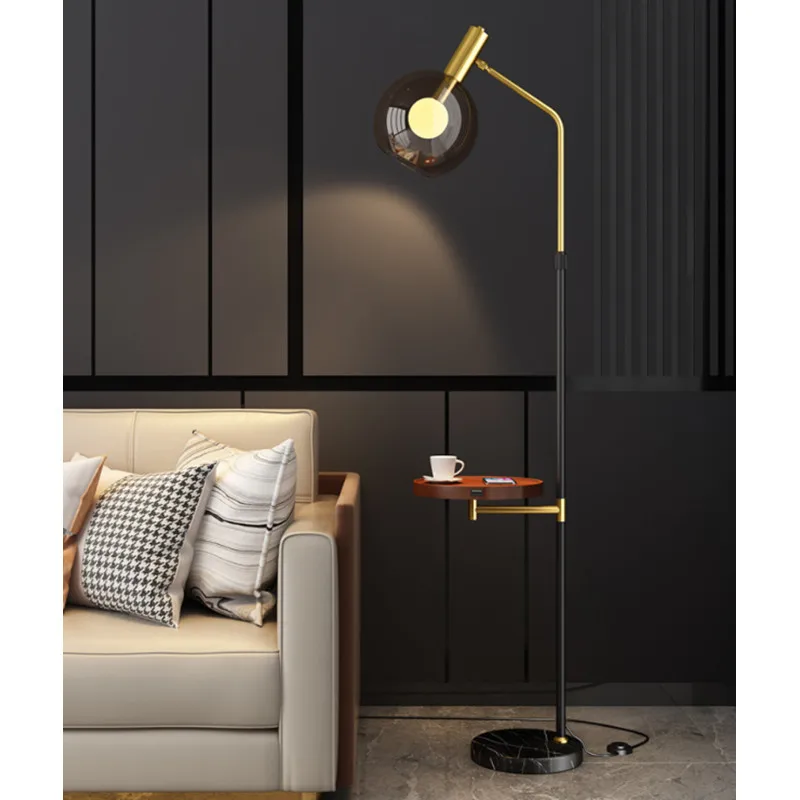 

Living Room Sofa Side Led Floor Lamps with Wireless Charging Function Bedroom Bedside Lamp Study Decorative Standing Lights