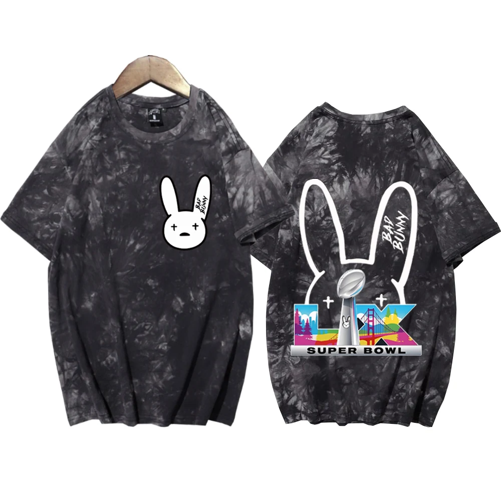 

Bad Bunny Bowl 2026 Halftime Show Tie Dye Shirt Man Woman Harajuku Short Sleeve T-shirt Fan Gift