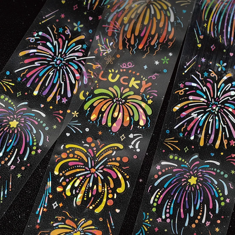 السيد ورقة 4 نمط 1 لفة/حقيبة زهرة النار قذيفة فورية ضوء الحيوانات الأليفة يموت قطع الشريط كتيب DIY بها بنفسك سجل القصاصات كتاب صور التقويم #2