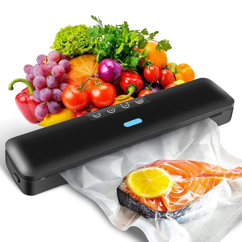 Machine à sceller sous vide automatique avec coupe intégrée, modes secs et humides, 15 paquets de sacs, prise UE, nourriture