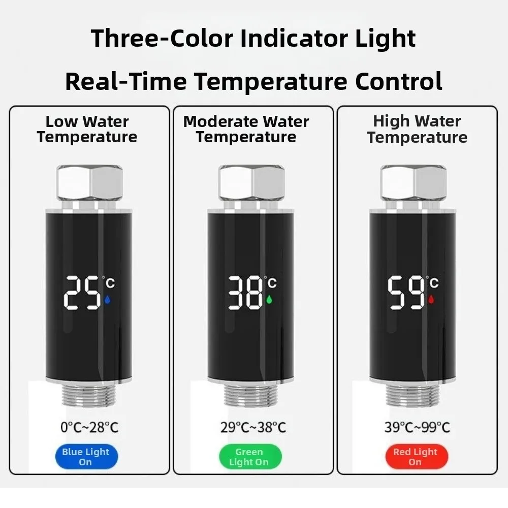 Waterproof Shower Nozzle Thermometer LED Digital Display Accurate Measurement Faucet Thermometer Intelligent Temperature