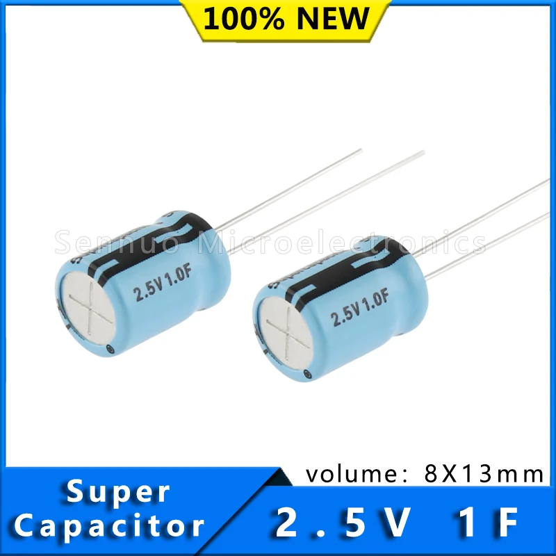 

2Pcs Supercapacitors 1F 2.5V 1.0F 8x13mm M0810-2R5105-R 1F (EDLC) Supercapacitor 2.5V Radial, Can 250mOhm @100Hz 1000 Hrs @ 60°C