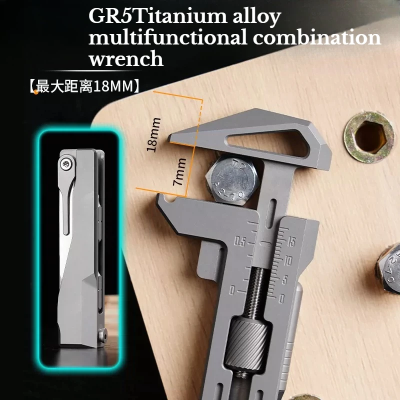 1PC Titanium Alloy High-quality Multifunctional EDC Manual Combination Tool Wrench Screwdriver Ratchet Caliper