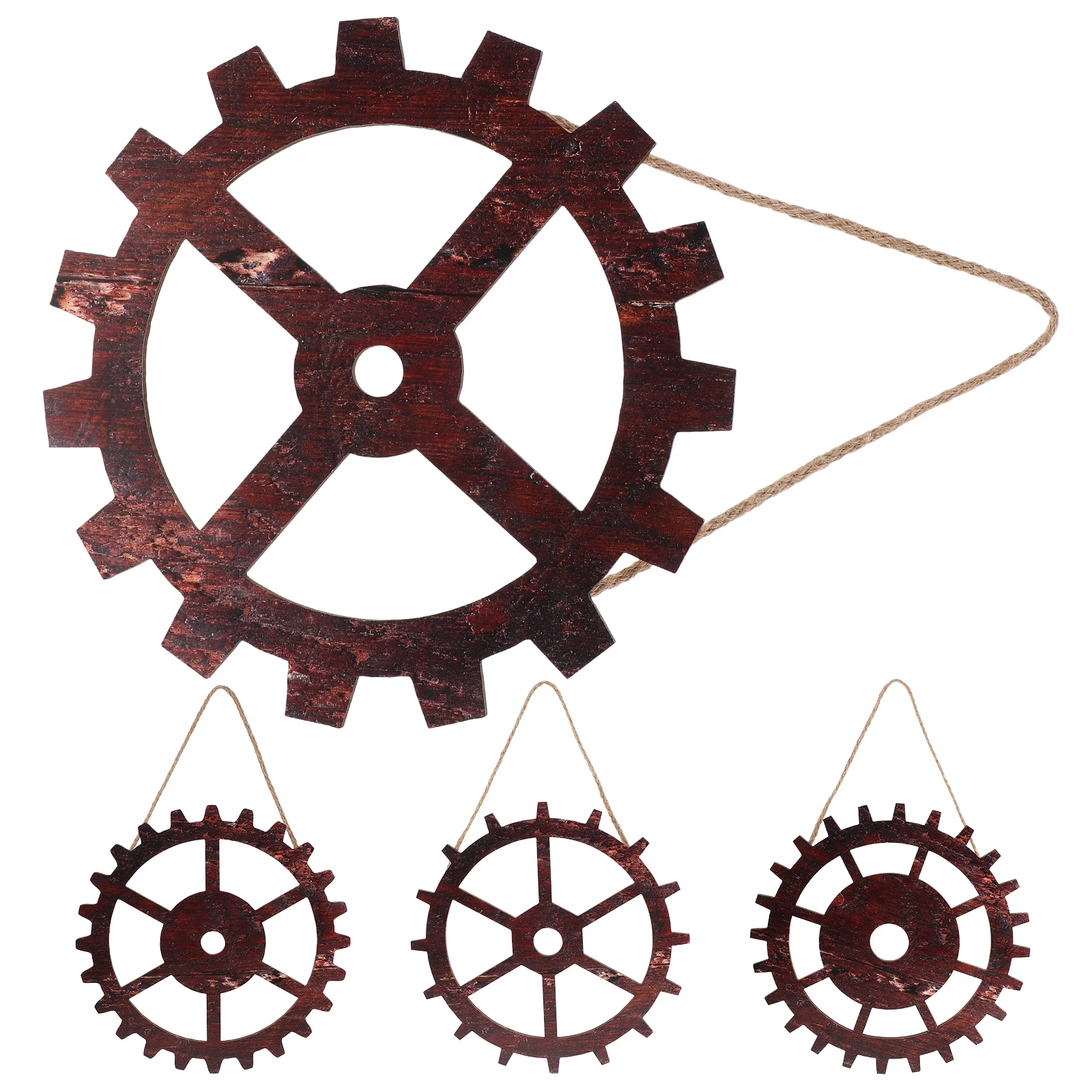 

4 Pcs Wooden Gear Wall Decor Vintage Hanging Home Decor Rustic Western Party Decorations Family Homeware