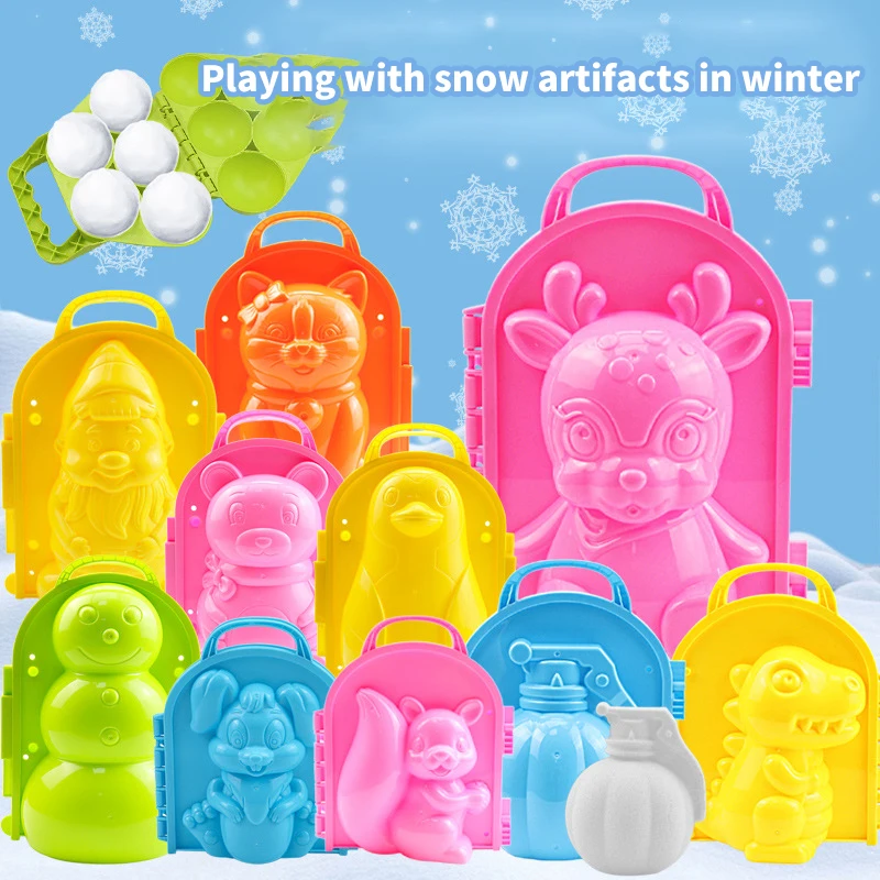 Children's Winter Outdoor Toy Snowball Maker Clip For Kids Adult Creative Heart Snowflake Duck Shape Snow Sand Mold Tool