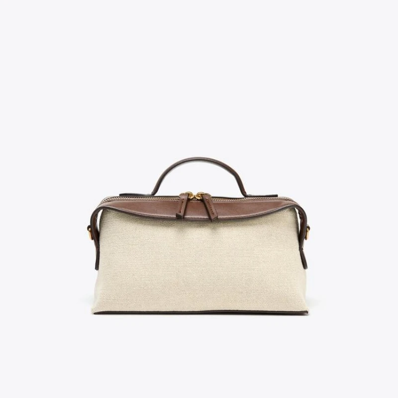 

2025 New niche retro color-blocking hand-held small bag stylish crossbody canvas PU small square bag, single-shoulder bag