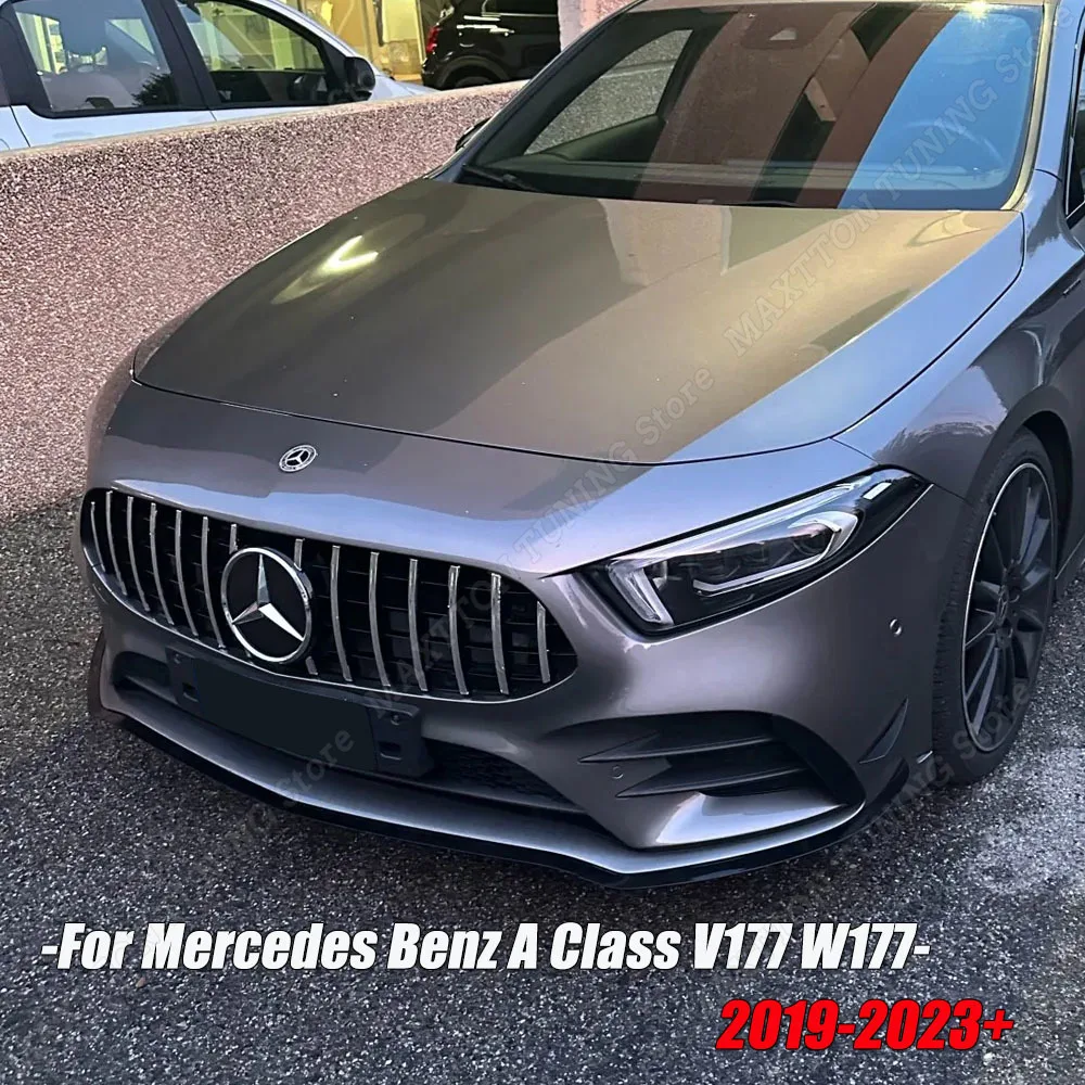 

For Mercedes Benz A Class V177 W177 A35 A180 A200 A220 A250 AMG 2019-2023+ Black Front Bumper Splitter Lip Car Accessories