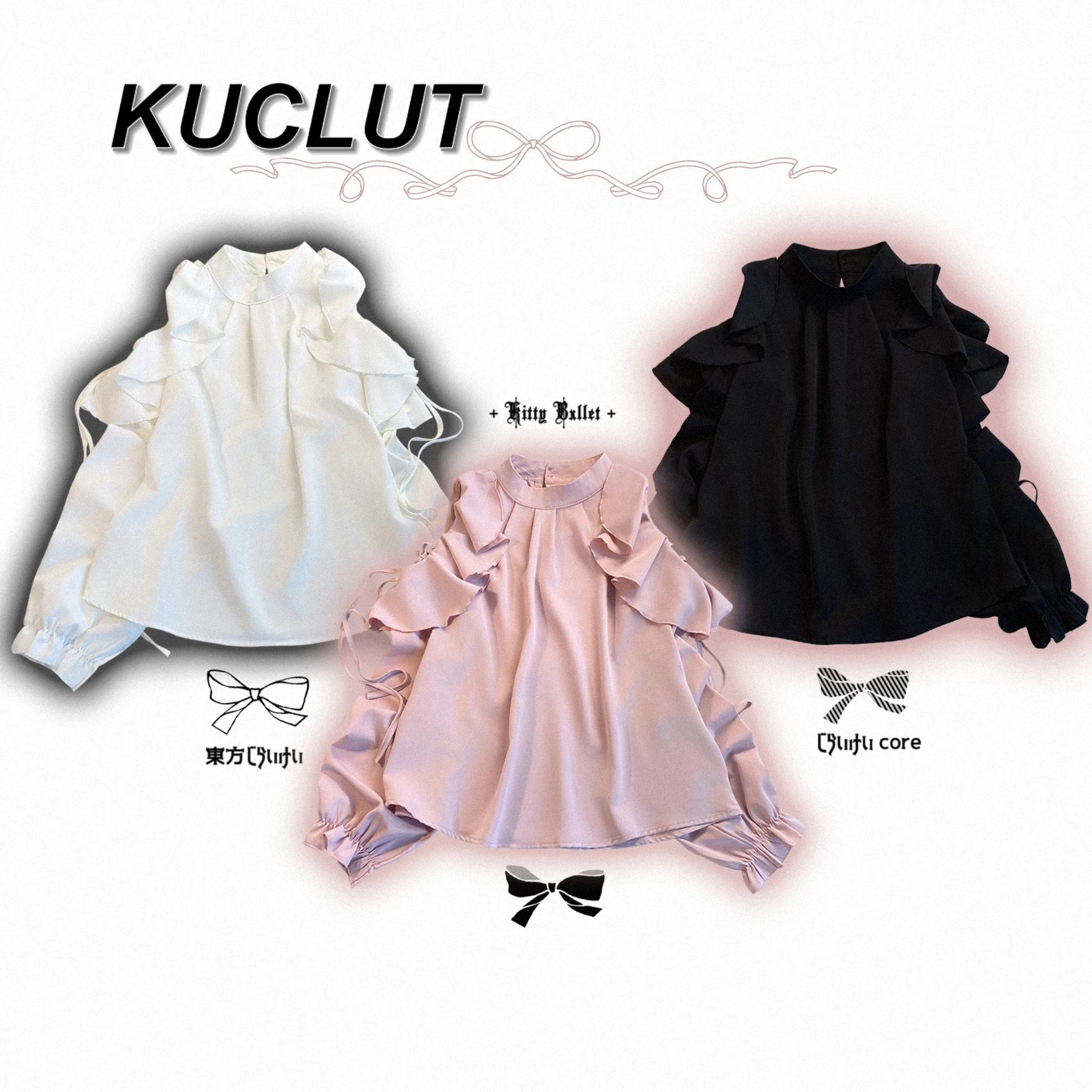 

Рубашка Лолиты, модные шифоновые блузки с открытыми плечами, женские топы с рюшами в японском стиле и длинными рукавами для женщин, весна и осень