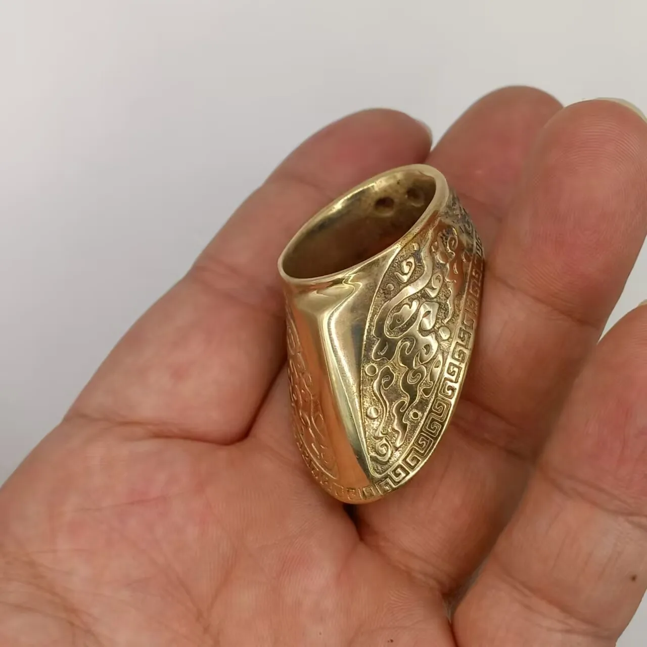 New Engraved Archery Thumb Tibetan Silver Banzhi Ring Archery Gear Protection Banzhi
