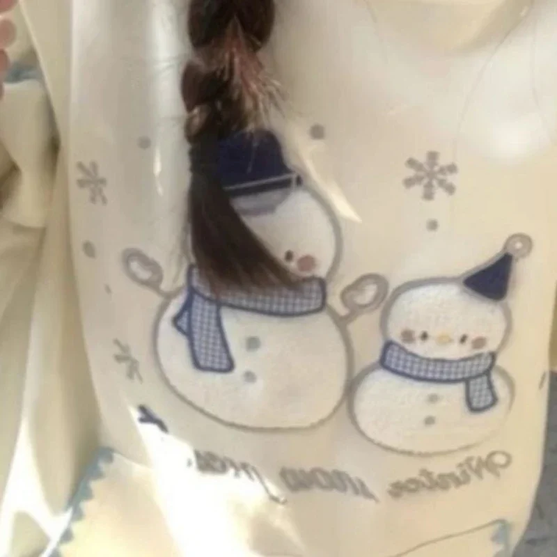 

Preppy Cartoon Hoodie Women Cute Kawaii Sweatshirt Letter Embroidery Loose Streetwear
