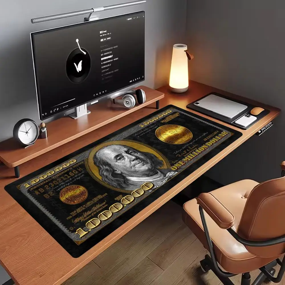 Gold Dollar Note Extended Gaming Mouse Pad Non Slip Rubber Base Desk Mat For Laptop Computer Home Office Gaming Sessions