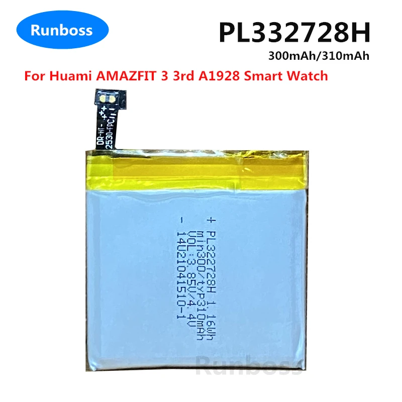 New Original 3.8V 310mAh PL332728H 332728H Battery For Huami AMAZFIT 3 3rd A1928 Smart Watch+tools