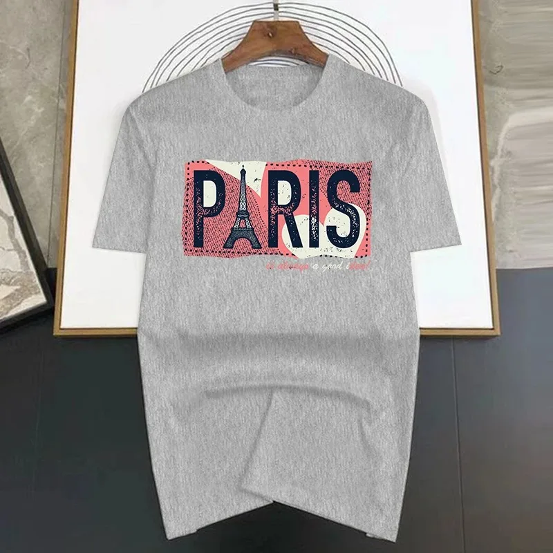 T-shirt stampata parigi di lusso da uomo estiva comoda girocollo manica corta 100% cotone Street Fashion Trendy Top donna Y2K