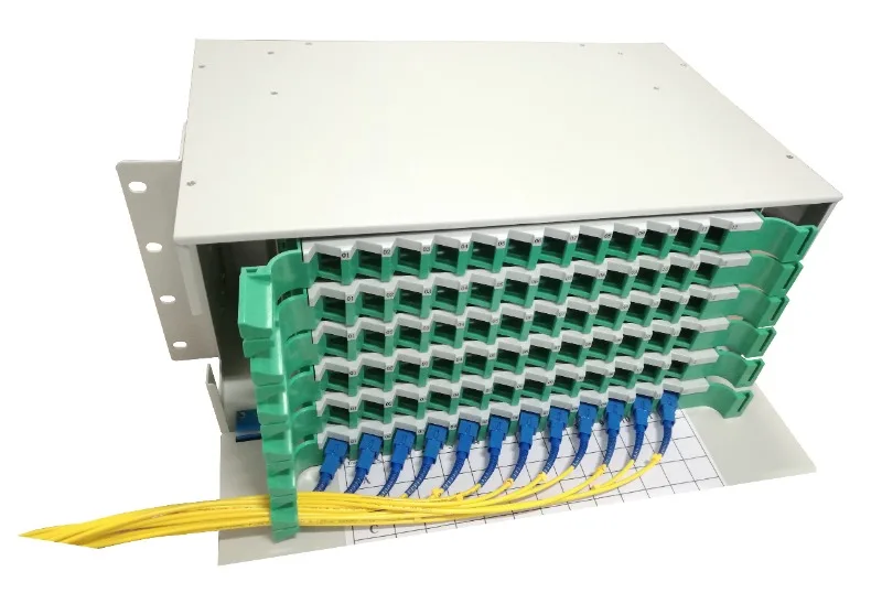 72 core drawer sliding rack mounted 19inch fiber optic  patch panel with splice tray RU003 inside