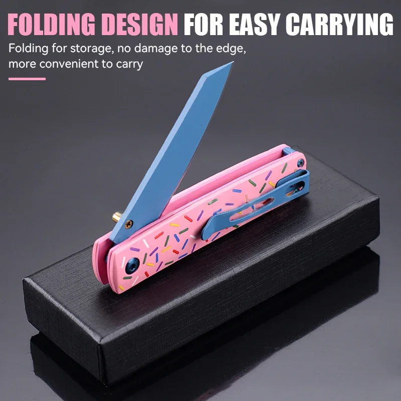 1pcs Colorful Doughnut Folding Knife Yangjiang Outdoor Knife Portable Folding Knife High Quality Blade Sharp Fruit High Hardness