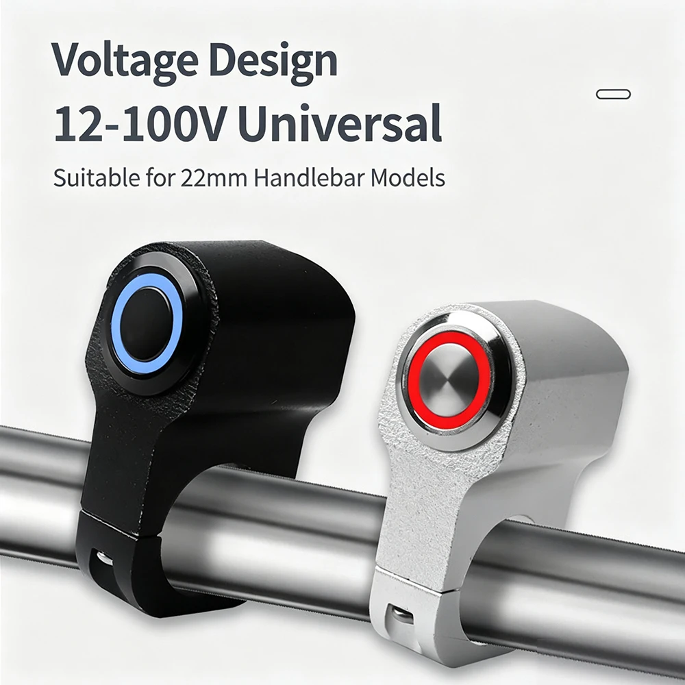 Waterproof Aluminum Motorcycle Handlebar Switch 22mm Universal Electric Bike Headlight High Low Beam On Off Control Button view 2