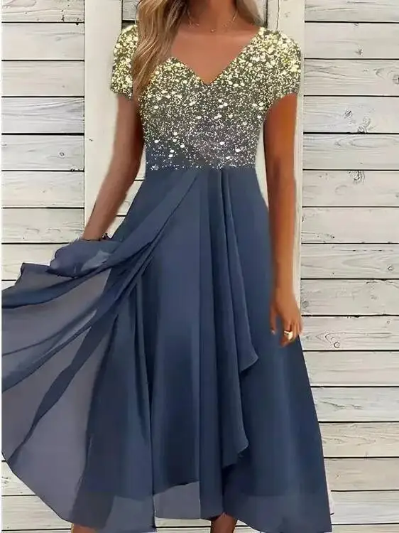 女性のドレスシフォンエレガントなレースパッチワークドレスカットアウトロングドレスブライズメイドイブニングドレス Vestidos 2025 ファッション女性 EVV8