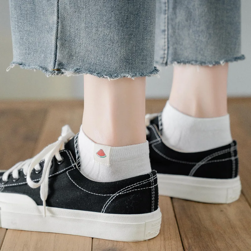 

White Socks Women Cotton Female Summer Thin Ankle Socks Short Low Tube Girls Gift Cute Kawaii Fruit Print Calcetines Mujer Sox