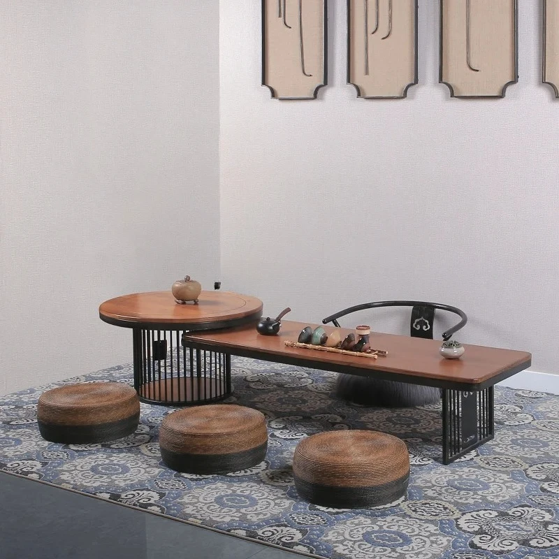 

Solid wood bay window low coffee table living room antique home new Chinese zen small tea table
