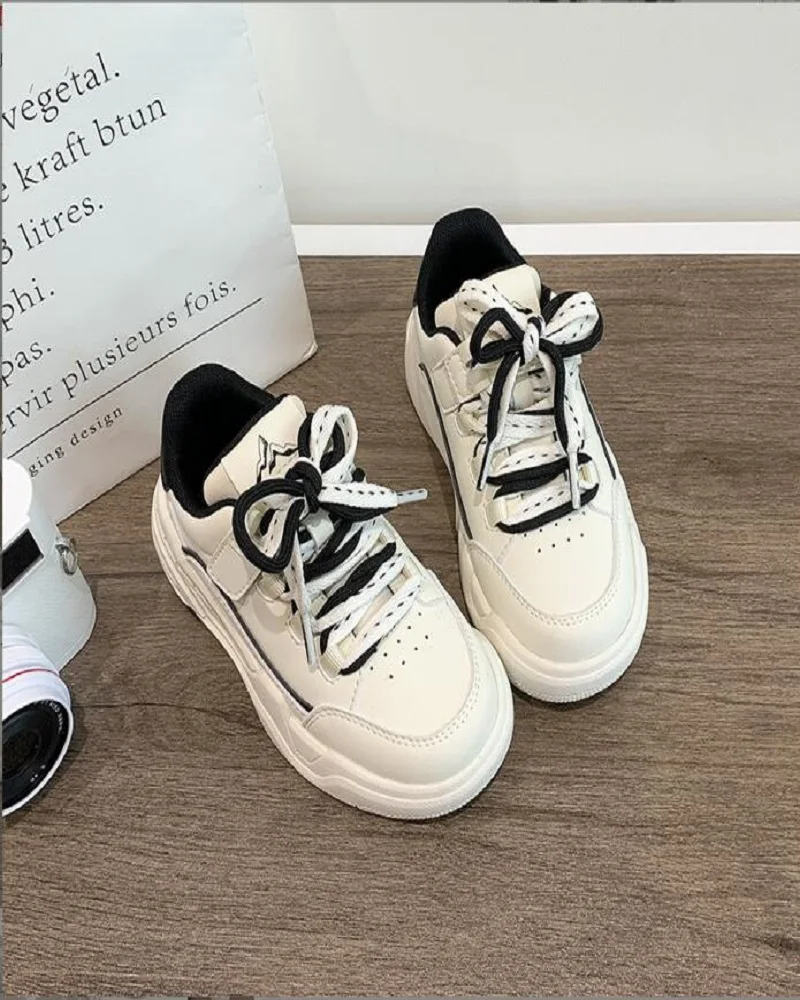 2024 Autumn New Girls' Hong Kong Style Thick Sole Small White Shoes for Children's Versatile Casual Sports Edition Shoes 26-37